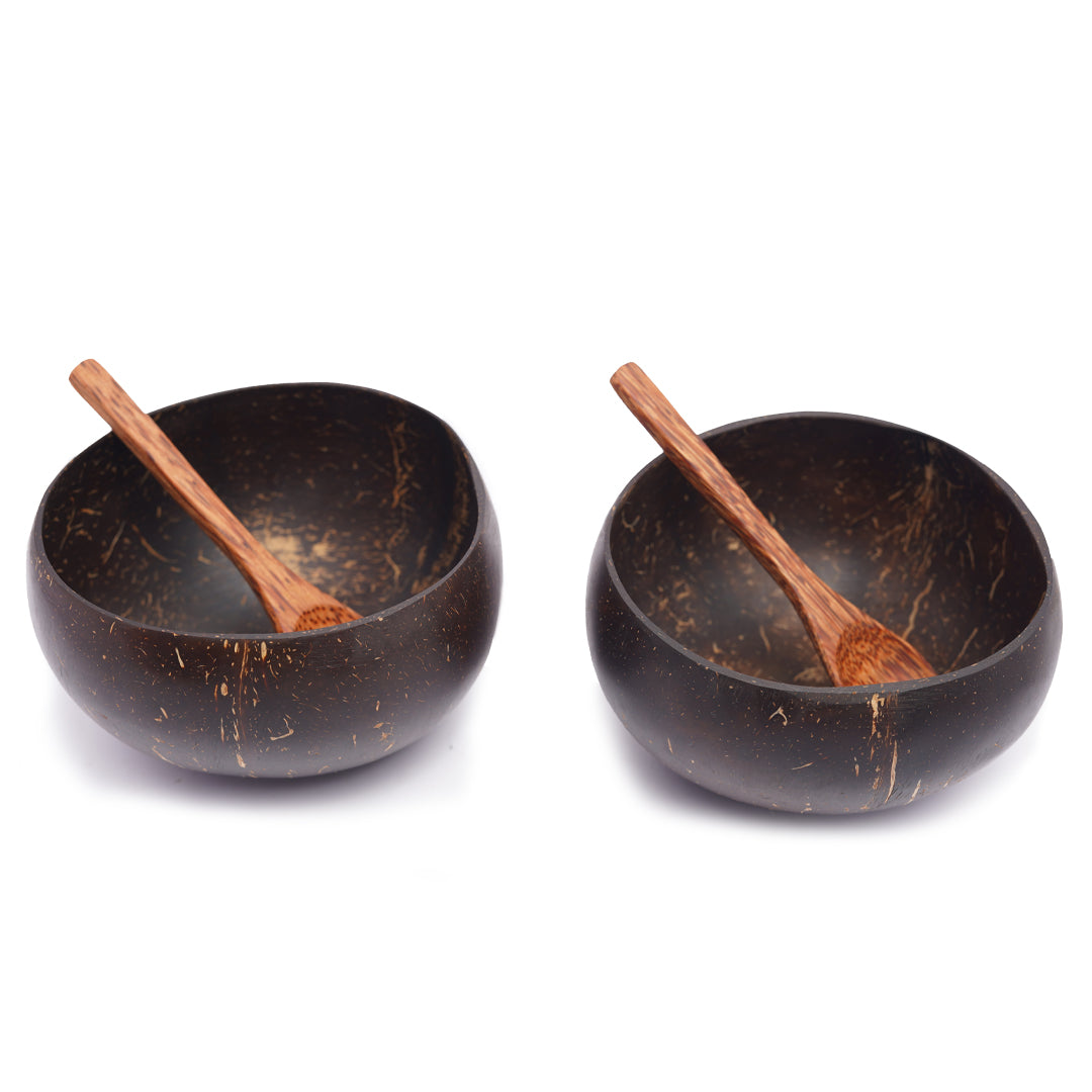 COCONUT SHELL - Thenga Coconut Shell Bowls - Salad Bowls, Smoothie Bowl & Serving Bowl - 900 ML (Set of 2)